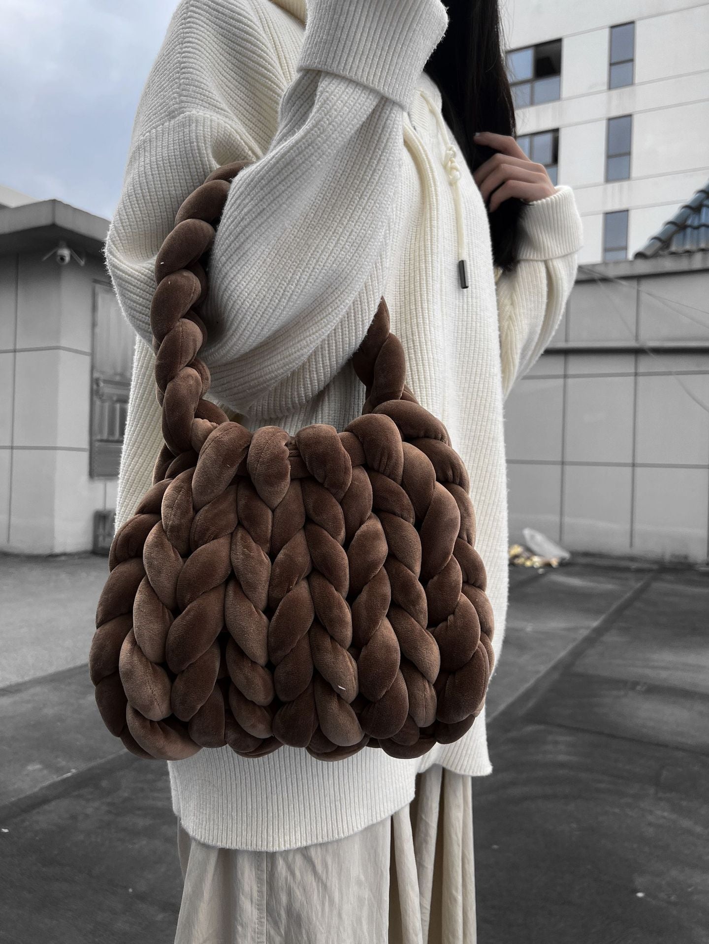 Hand Woven Crystal Velvet Bag