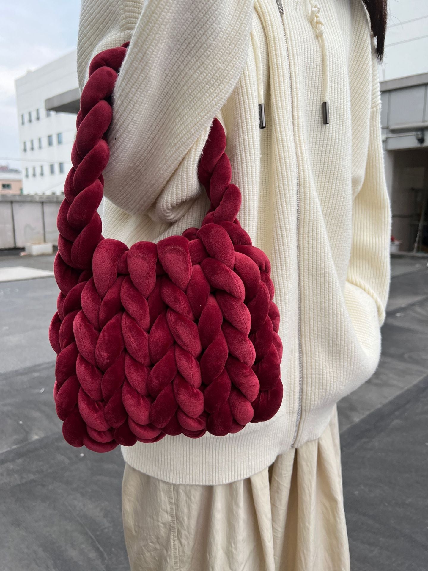 Hand Woven Crystal Velvet Bag