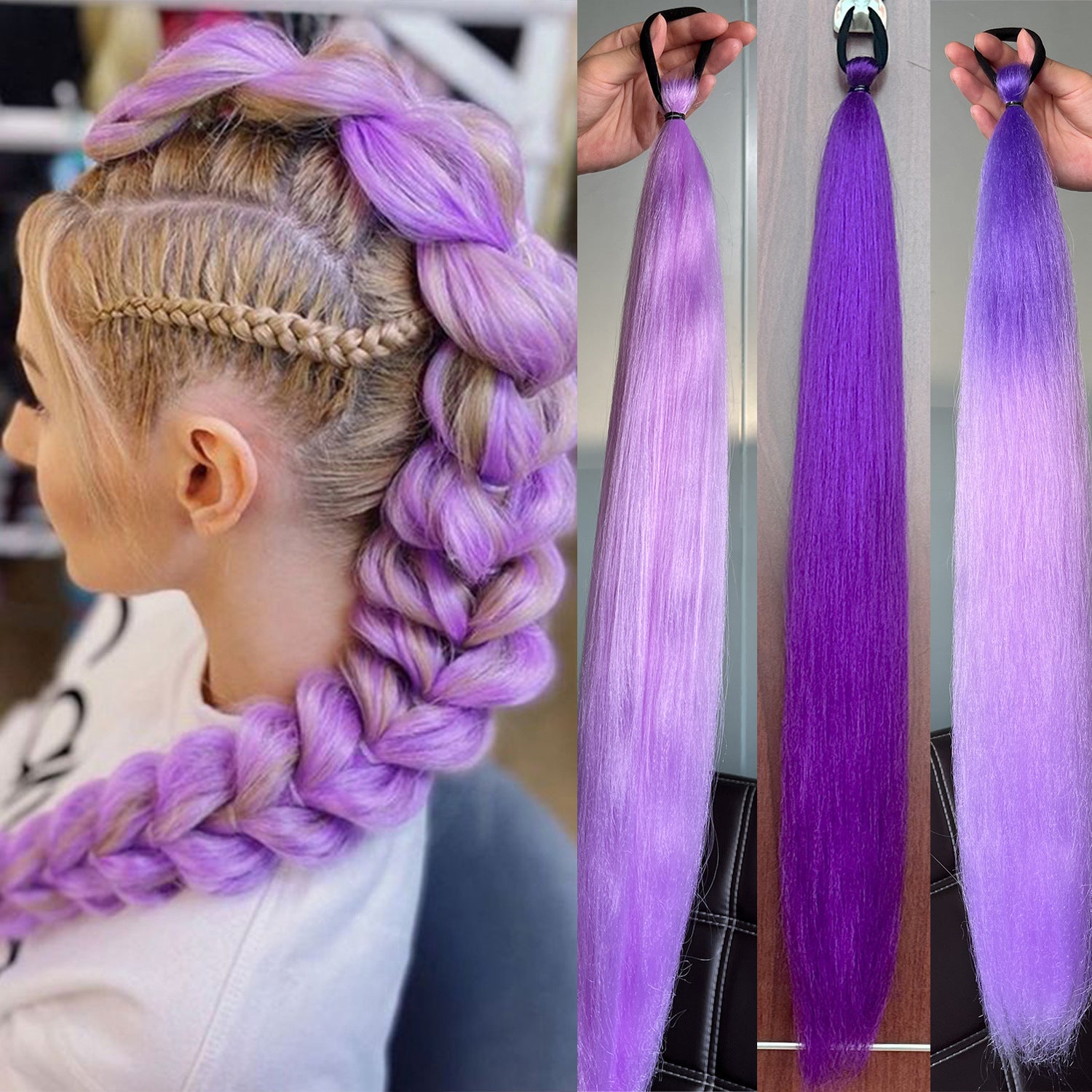 Rich Color Braid Ponytail wig