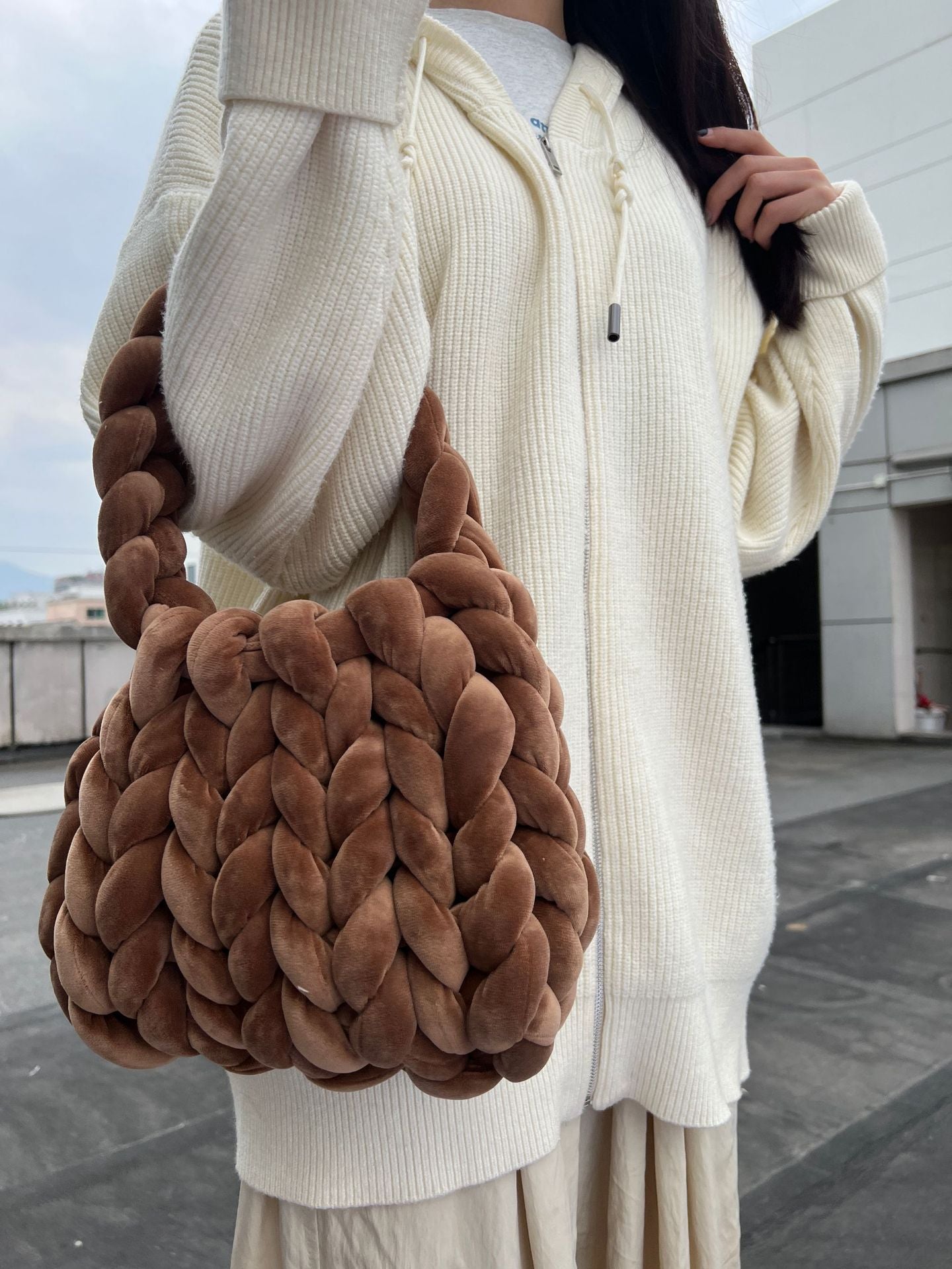 Hand Woven Crystal Velvet Bag